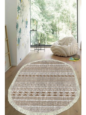 Viyana Home Dijital Baskılı Kaymaz Taban Yıkanabilir Oval Salon Halısı Mutfak Halısı Yolluk VHO-HT-930