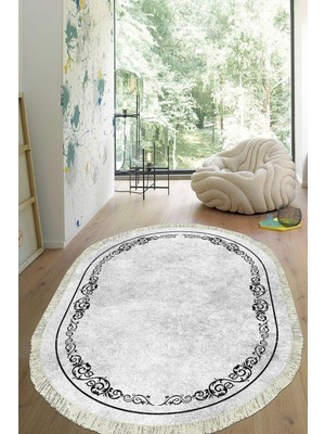 Viyana Home Dijital Baskılı Kaymaz Taban Yıkanabilir Oval Salon Halısı Mutfak Halısı Yolluk VHO-HY-1188