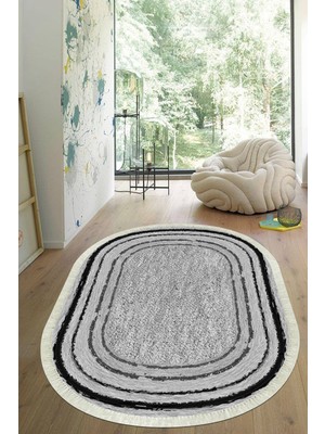 Viyana Home Dijital Baskılı Kaymaz Taban Yıkanabilir Oval Salon Halısı Mutfak Halısı Yolluk VHO-HY-1303