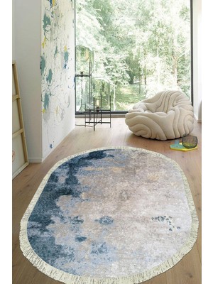 Viyana Home Dijital Baskılı Kaymaz Taban Yıkanabilir Oval Salon Halısı Mutfak Halısı Yolluk VHO-HY-805
