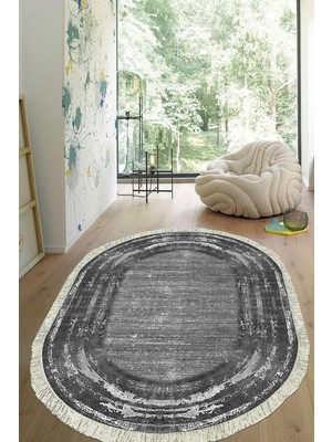 Viyana Home Dijital Baskılı Kaymaz Taban Yıkanabilir Oval Salon Halısı Mutfak Halısı Yolluk VHO-HY-1306