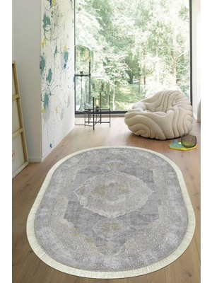 Viyana Home Dijital Baskılı Kaymaz Taban Yıkanabilir Oval Salon Halısı Mutfak Halısı Yolluk VHO-HY-952