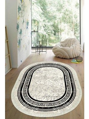 Viyana Home Dijital Baskılı Kaymaz Taban Yıkanabilir Oval Salon Halısı Mutfak Halısı Yolluk VHO-SD-1044