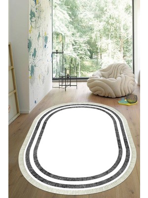 Viyana Home Dijital Baskılı Kaymaz Taban Yıkanabilir Oval Salon Halısı Mutfak Halısı Yolluk VHO-SD-301