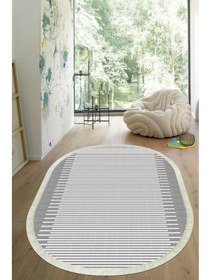 Viyana Home Dijital Baskılı Kaymaz Taban Yıkanabilir Oval Salon Halısı Mutfak Halısı Yolluk VHO-SD-317