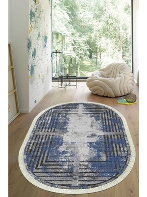 Viyana Home Dijital Baskılı Kaymaz Taban Yıkanabilir Oval Salon Halısı Mutfak Halısı Yolluk VHO-SD-294