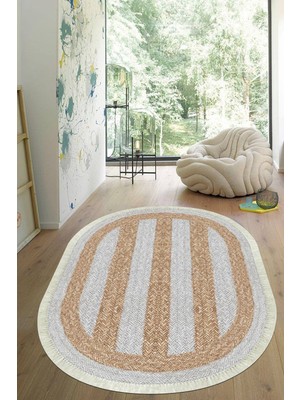 Viyana Home Dijital Baskılı Kaymaz Taban Yıkanabilir Oval Salon Halısı Mutfak Halısı Yolluk VHO-SD-365