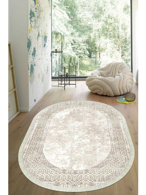 Viyana Home Dijital Baskılı Kaymaz Taban Yıkanabilir Oval Salon Halısı Mutfak Halısı Yolluk VHO-SD-704