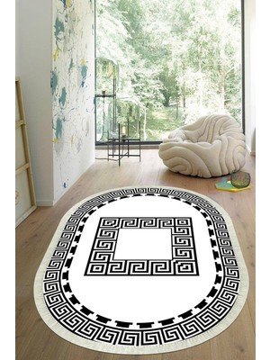 Viyana Home Dijital Baskılı Kaymaz Taban Yıkanabilir Oval Salon Halısı Mutfak Halısı Yolluk VHO-SD-605