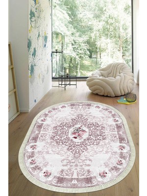 Viyana Home Dijital Baskılı Kaymaz Taban Yıkanabilir Oval Salon Halısı Mutfak Halısı Yolluk VHO-SD-626