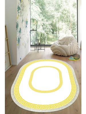 Viyana Home Dijital Baskılı Kaymaz Taban Yıkanabilir Oval Salon Halısı Mutfak Halısı Yolluk VHO-SD-754