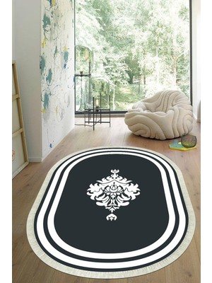Viyana Home Dijital Baskılı Kaymaz Taban Yıkanabilir Oval Salon Halısı Mutfak Halısı Yolluk VHO-SD-761