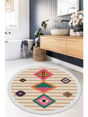 Viyana Home Dijital Baskılı Kaymaz Taban Yıkanabilir Yuvarlak Salon Halısı Mutfak Halısı Paspas VHYU-HK-143