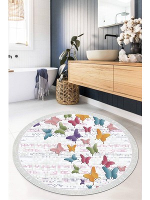 Viyana Home Dijital Baskılı Kaymaz Taban Yıkanabilir Yuvarlak Salon Halısı Mutfak Halısı Paspas VHYU-HS-184