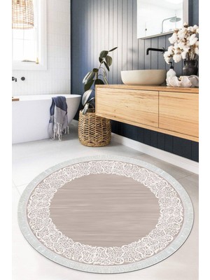 Viyana Home Dijital Baskılı Kaymaz Taban Yıkanabilir Yuvarlak Salon Halısı Mutfak Halısı Paspas VHYU-HS-524