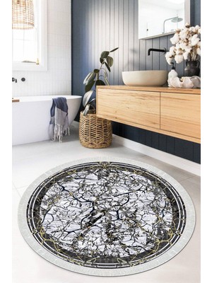 Viyana Home Dijital Baskılı Kaymaz Taban Yıkanabilir Yuvarlak Salon Halısı Mutfak Halısı Paspas VHYU-HY-1253