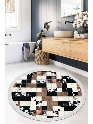Viyana Home Dijital Baskılı Kaymaz Taban Yıkanabilir Yuvarlak Salon Halısı Mutfak Halısı Paspas VHYU-HT-347