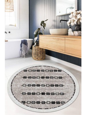 Viyana Home Dijital Baskılı Kaymaz Taban Yıkanabilir Yuvarlak Salon Halısı Mutfak Halısı Paspas VHYU-SD-1015