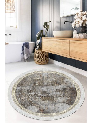 Viyana Home Dijital Baskılı Kaymaz Taban Yıkanabilir Yuvarlak Salon Halısı Mutfak Halısı Paspas VHYU-HY-1203