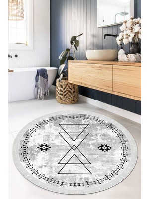 Viyana Home Dijital Baskılı Kaymaz Taban Yıkanabilir Yuvarlak Salon Halısı Mutfak Halısı Paspas VHYU-SD-1030