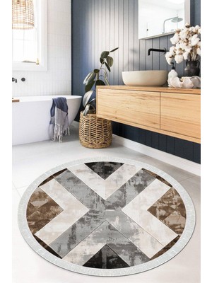 Viyana Home Dijital Baskılı Kaymaz Taban Yıkanabilir Yuvarlak Salon Halısı Mutfak Halısı Paspas VHYU-SD-287
