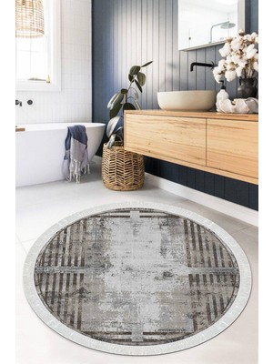 Viyana Home Dijital Baskılı Kaymaz Taban Yıkanabilir Yuvarlak Salon Halısı Mutfak Halısı Paspas VHYU-SD-295