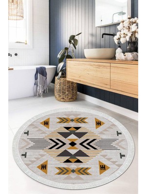 Viyana Home Dijital Baskılı Kaymaz Taban Yıkanabilir Yuvarlak Salon Halısı Mutfak Halısı Paspas VHYU-SD-1103