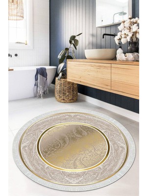 Viyana Home Dijital Baskılı Kaymaz Taban Yıkanabilir Yuvarlak Salon Halısı Mutfak Halısı Paspas VHYU-SD-378