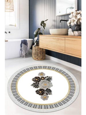Viyana Home Dijital Baskılı Kaymaz Taban Yıkanabilir Yuvarlak Salon Halısı Mutfak Halısı Paspas VHYU-SD-439