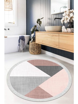 Viyana Home Dijital Baskılı Kaymaz Taban Yıkanabilir Yuvarlak Salon Halısı Mutfak Halısı Paspas VHYU-SD-554