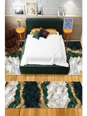 Viyana Home Dijital Baskılı Kaymaz Taban Yıkanabilir 3'lü Yatak Odası Takım Halısı VHYO-HT-321