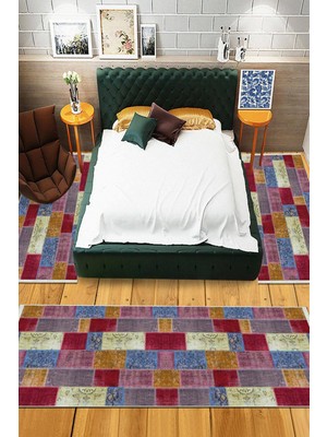 Viyana Home Dijital Baskılı Kaymaz Taban Yıkanabilir 3'lü Yatak Odası Takım Halısı VHYO-HT-679