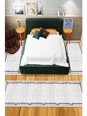 Viyana Home Dijital Baskılı Kaymaz Taban Yıkanabilir 3'lü Yatak Odası Takım Halısı VHYO-HY-1125