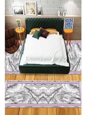 Viyana Home Dijital Baskılı Kaymaz Taban Yıkanabilir 3'lü Yatak Odası Takım Halısı VHYO-SD-426