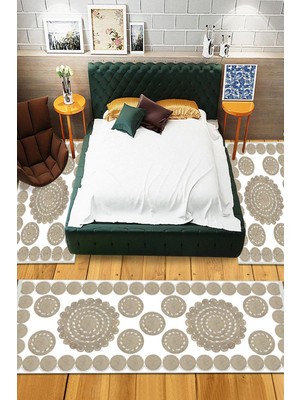 Viyana Home Dijital Baskılı Kaymaz Taban Yıkanabilir 3'lü Yatak Odası Takım Halısı VHYO-SD-123