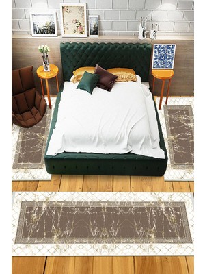 Viyana Home Dijital Baskılı Kaymaz Taban Yıkanabilir 3'lü Yatak Odası Takım Halısı VHYO-SD-438