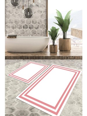 Viyana Home Dijital Baskılı Kaymaz Tabanlı Yıkanabilir 2'li Set Banya Halısı Klozet Takımı Paspas VHKZ-HT-526