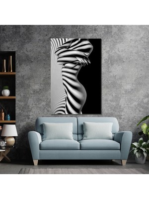 SML Tablo Vücuduna Gölge Yansımış Nü Kadın Manken Kanvas Tablo