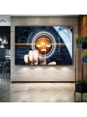 SML Tablo Adalet Terazisi Arabulucu Eşitlik Avukat Hukuk Büro Ofis Dekor Kanvas Tablo