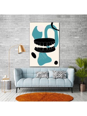 SML Tablo Diş Hekimi Odası Dekor Turkuaz Siyah Damak Diş Ağız Sağlığı Büro Dekor Kanvas Tablo
