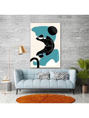 SML Tablo Diş Hekimi Odası Dekor Turkuaz Siyah Diş Ağız Sağlığı Büro Dekor Kanvas Tablo