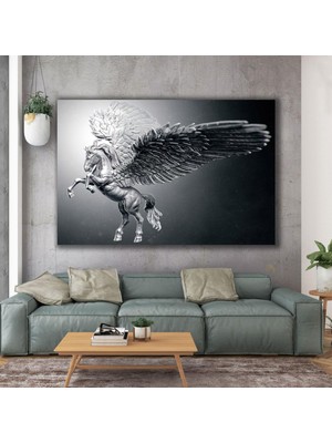 SML Tablo Pegasus Mitoloji Melek Kanatlı Uçan At Dekor Kanvas Tablo