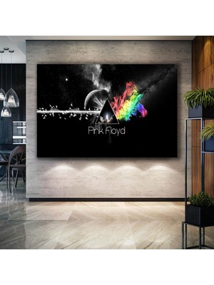SML Tablo Pink Floyd Rock Müzik Sanat Dekor Uzay Renkli Işıklar Art Kanvas Tablo