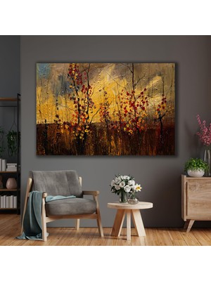 SML Tablo Soyut Manzara Doğa Ağaç Dalları Yağlı Boya Görünümlü Dekorasyon Kanvas Tablo