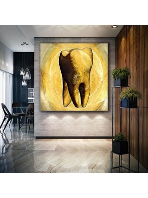 SML Tablo Diş Polikiliniği Dekor Ağız Diş Sağlığı Dental Beyaz Dişler Kanvas Tablo