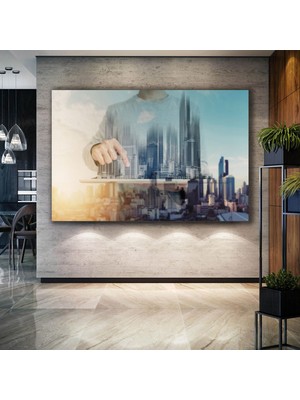 SML Tablo Şehir İnşatı Mimarlık Mühendislik Büro Emlak Ofisi Dekor Building Kanvas Tablo