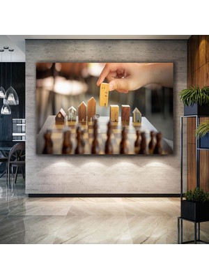 SML Tablo Satranç Tahtası Evden Taşlar Emlak Mimarlık Ofis Satış Kiralama İnşaat Dekor Kanvas Tablo