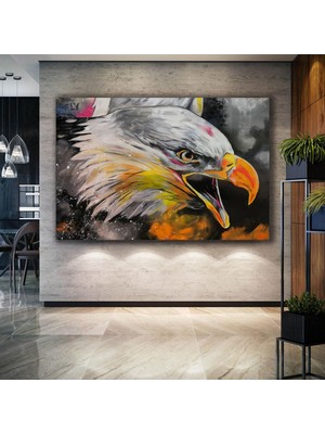 SML Tablo Vahşi Sert Bakışlı Kartal Kafası Kanvas Tablo