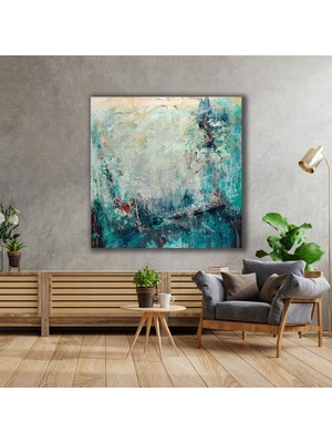 SML Tablo Turkuaz Su Yeşili Soyut Dekorasyon Modern Sanat Kanvas Tablo