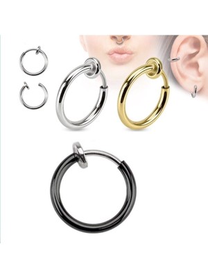 Trend Collection Unisex Gold Cerrahi Çelik Deliksiz Fake Piercing Tragus Helix Küpe